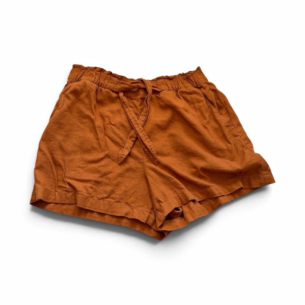 Lucky Brand Women’s Brown Paperbag Linen High Rise Drawstring Shorts M